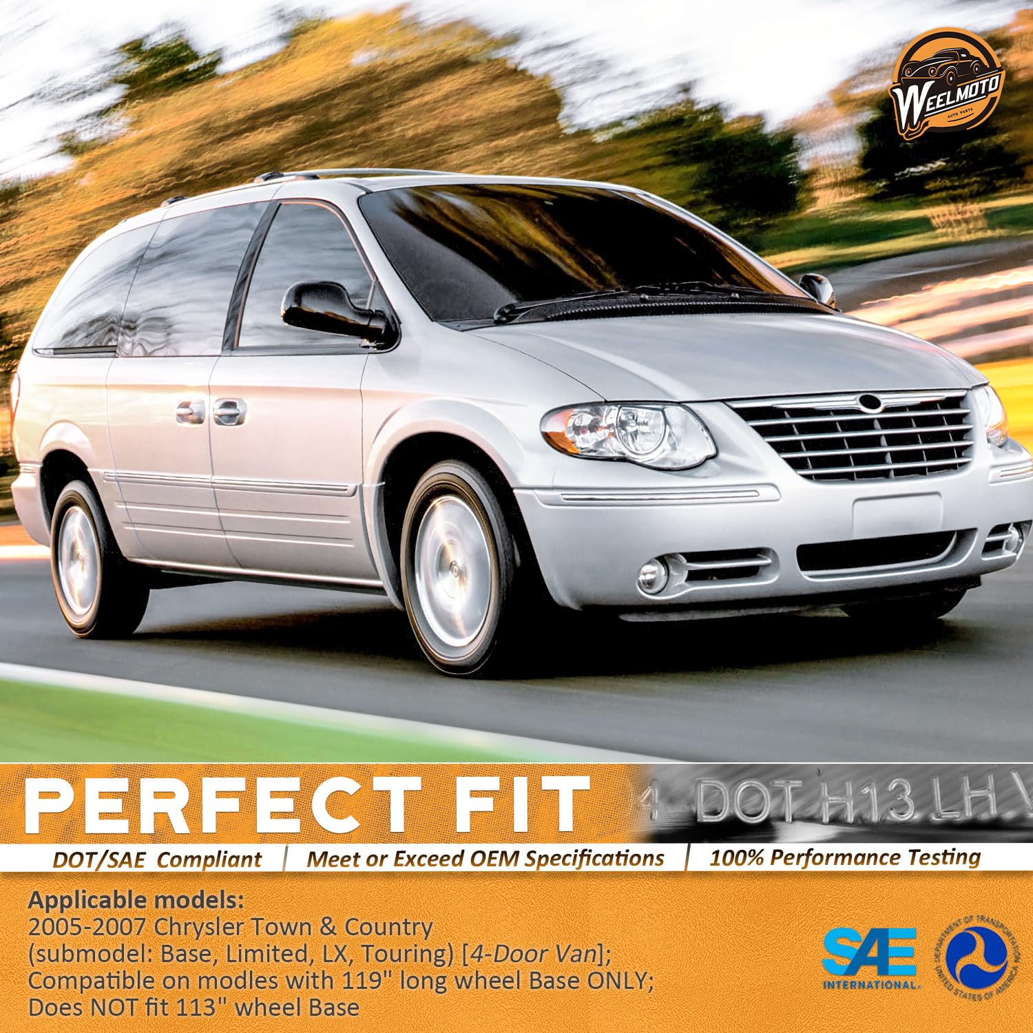 Amazon.com: WEELMOTO 車頭燈組件,適用於2005-2007 Chrysler Town